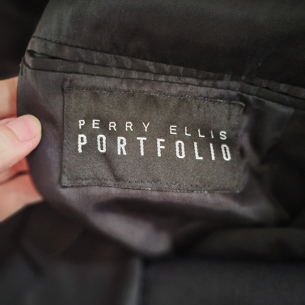 Perry Ellis Portfolio‎ Blazer Black Mens 3 Button Sport Coat Jacket Professional